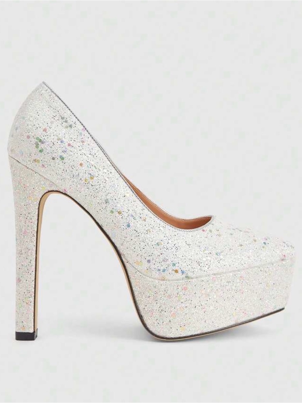 Women’s Glitter Platform Pump in White